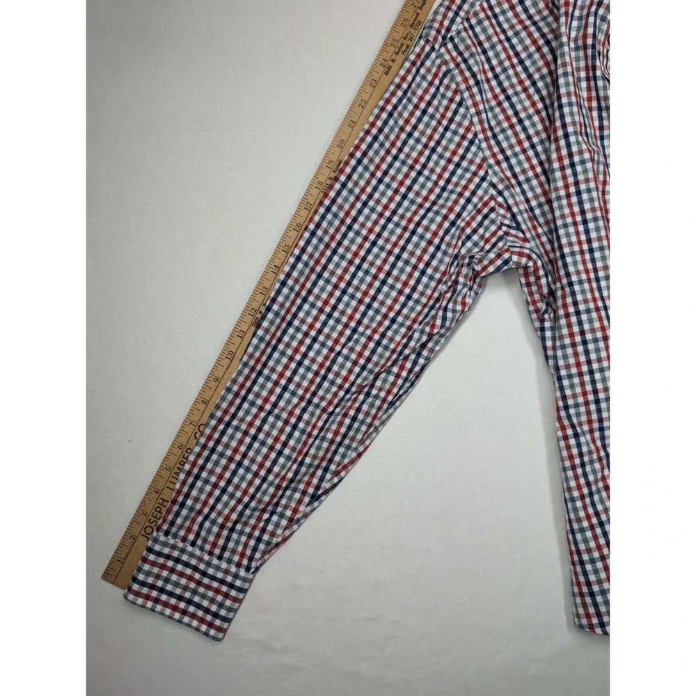 UNTUCKit Men's XXL long-sleeve button-down red white blue plaid check Cotton‎